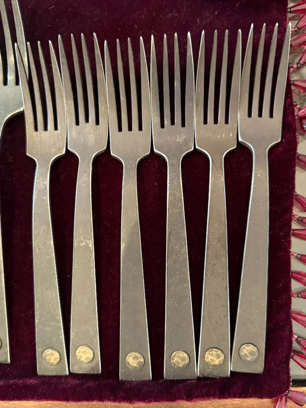 RH Hammered Blackened Stainless Steel Rivet 5-Piece Place Setting- 8 total avail